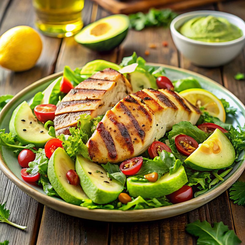 Avocado Power Salad with Grilled Chicken