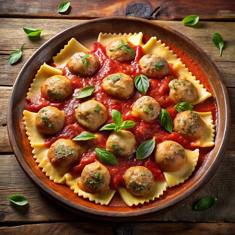 Cheese Ravioli with Homemade Meatballs