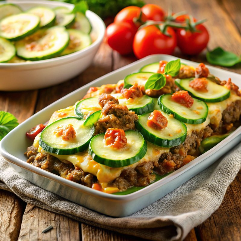 Cheesy Italian Zucchini Beef Bake
