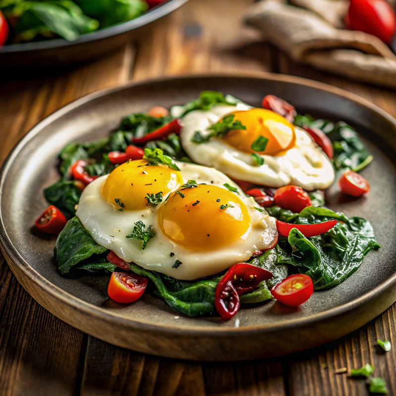 Classic Eggs Over Easy with Sautéed Spinach