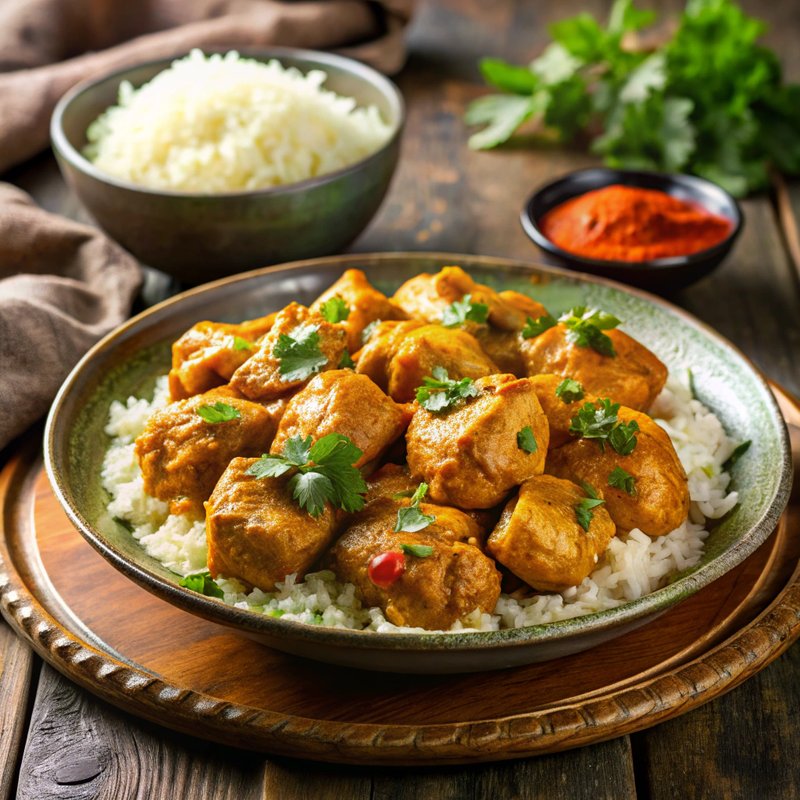 Comforting Indian Chicken Curry with Fragrant White Rice