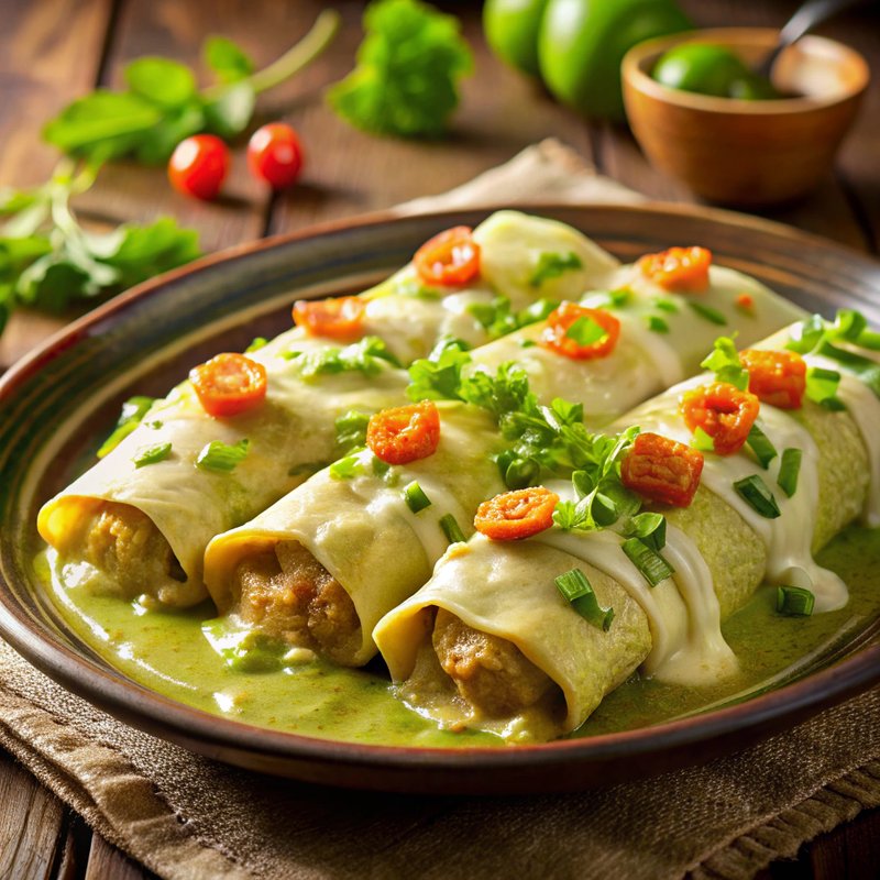 Creamy Chicken Enchiladas with Green Sauce