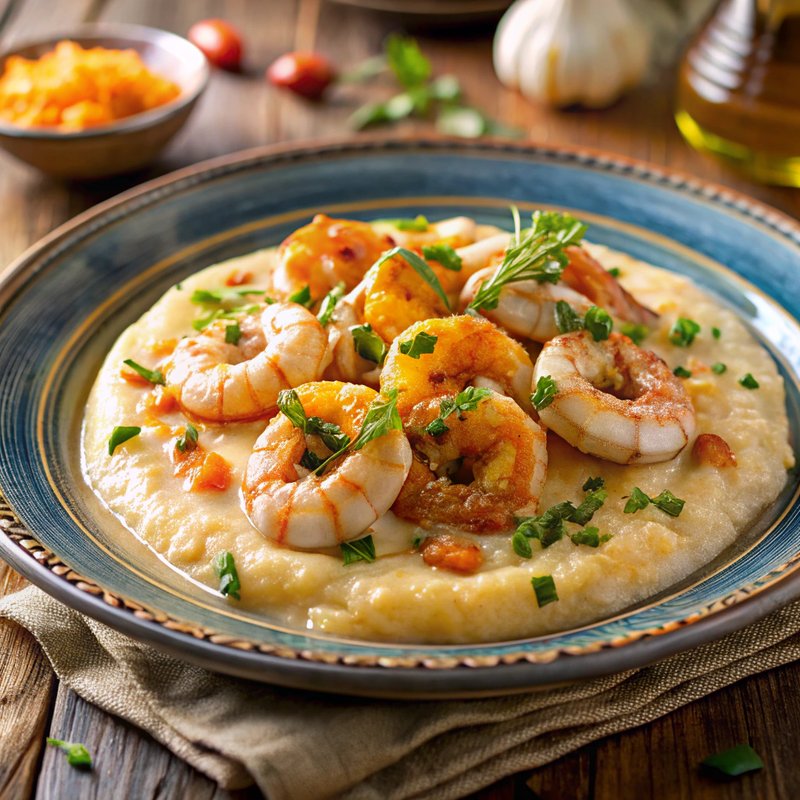 Creamy Shrimp and Grits with Cheddar
