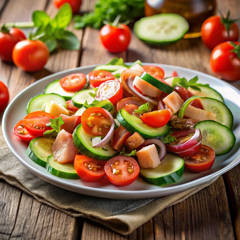 Cucumber Tomato Salad with Bacon