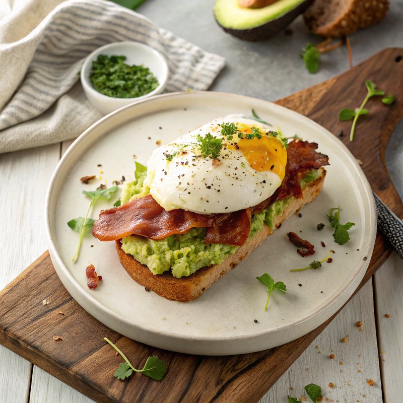 Delicious Egg and Avocado Sandwich with Bacon