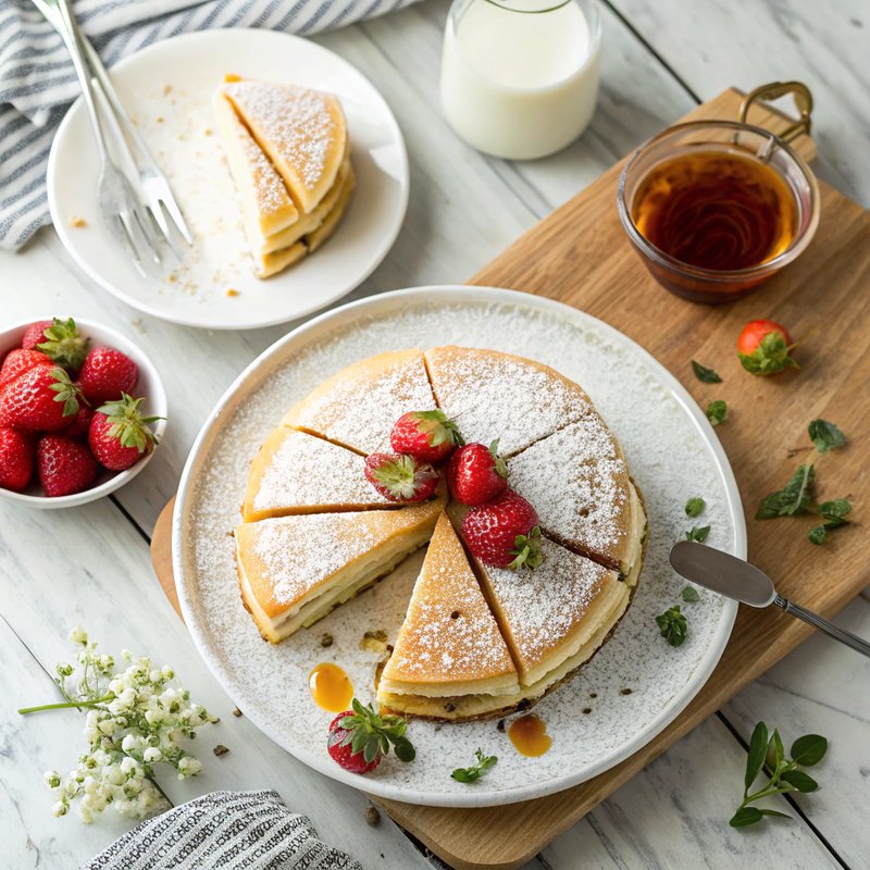 Fluffy Buttermilk Pancakes with Strawberries and Pecans