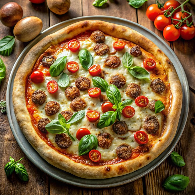 Gourmet Herb-Infused Margherita Pizza with Italian Sausage