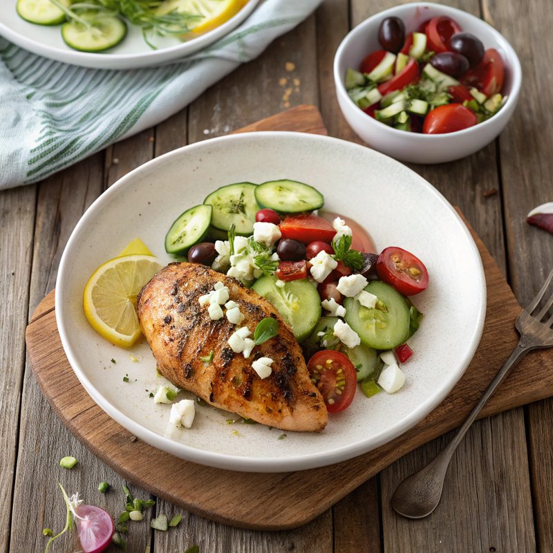 Greek Chicken with Feta and Cucumber Salad