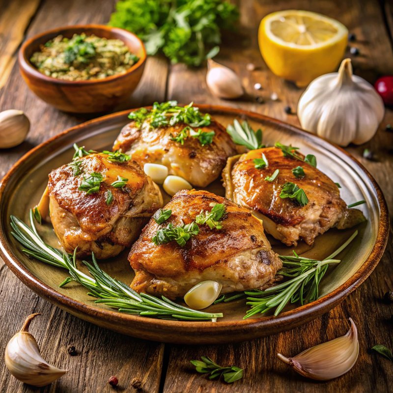 Herb-Infused Baked Chicken Thighs with Garlic