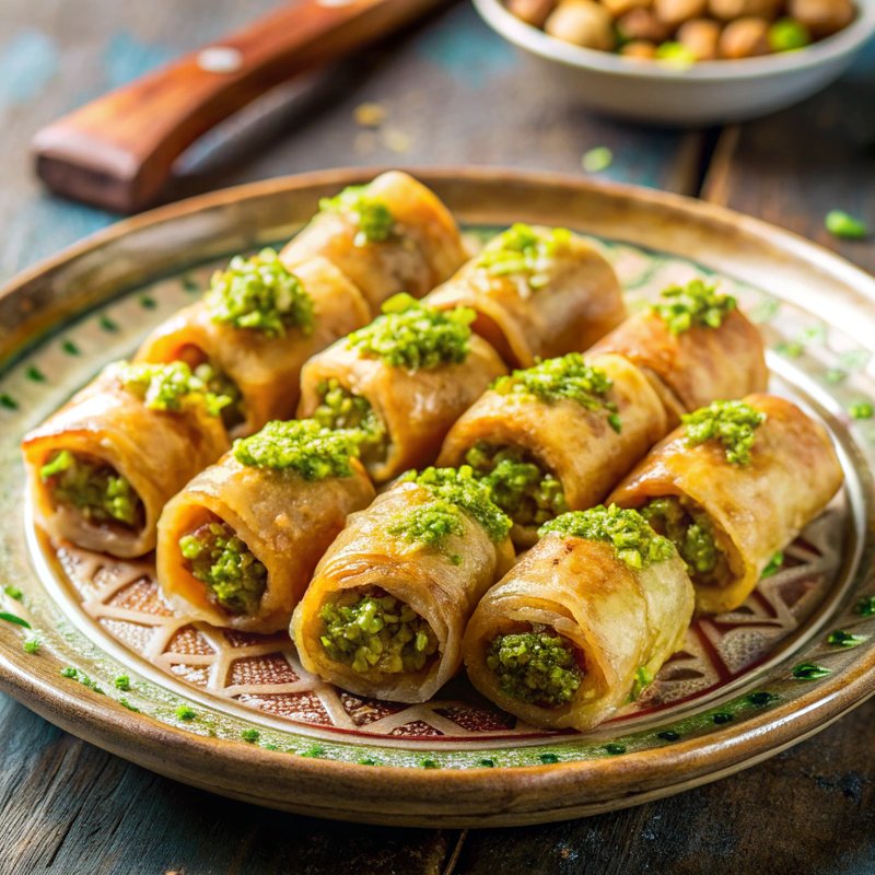 Pistachio Baklava Rolls