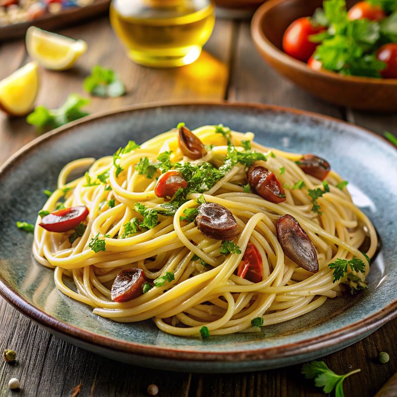 Spaghetti Aglio e Olio with Anchovies