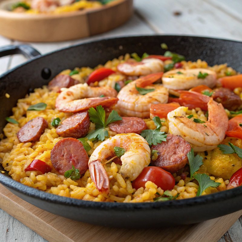 Spanish-Style Shrimp and Chorizo Paella