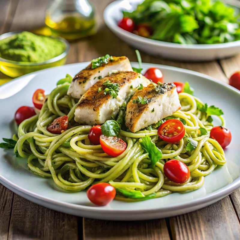 Zucchini Noodles with Pesto Chicken
